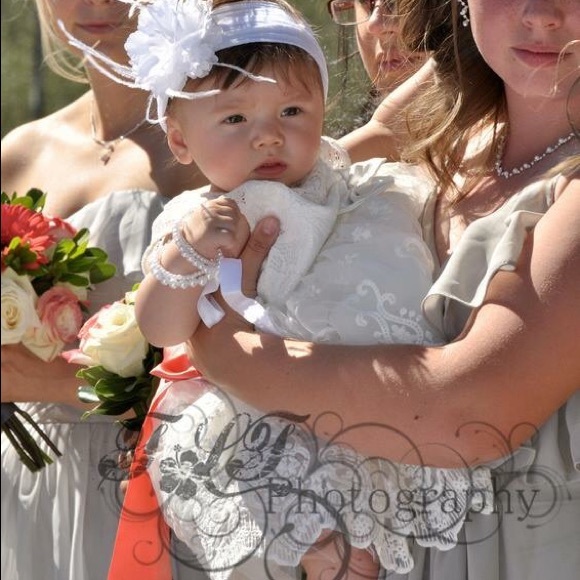 Cream and coral/salmon dress - Picture 6 of 8